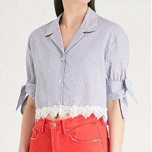 The Kooples Sport Cropped Striped Top